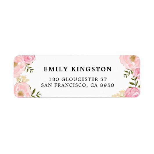 Aquarelle Blush Pink Peony Étiquette de adresse (Devant)