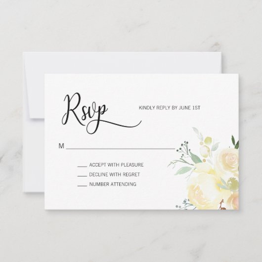 Aquarelle Blush rose beige Floral Mariage RSVP (Devant)