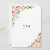 Aquarelle Blush Rose Faire-part de mariage or (Dos)