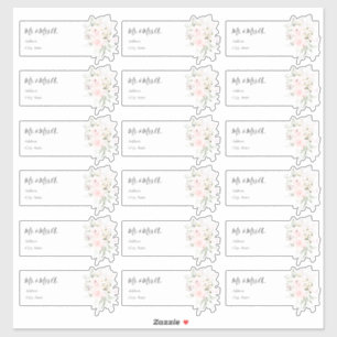 Aquarelle Blush Rose Roses Étiquettes de adresse i