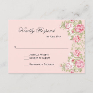 Aquarelle Blush rose Roses Mariage Cartes RSVP