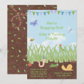 Aquarelle Bogue thème Invitation d'anniversaire po (Devant / Derrière)