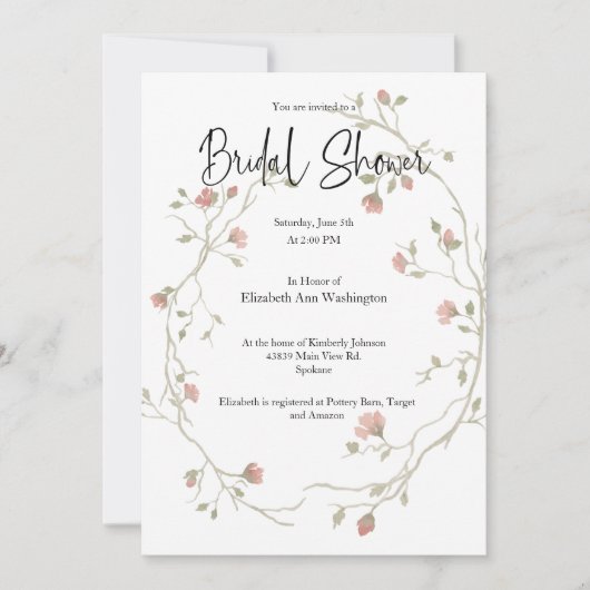 Aquarelle Bohème Invitation à la douche nuptiale (Devant)