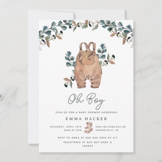 Aquarelle Boho Baby Boy Shower Invitation (Devant)