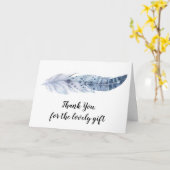 Aquarelle Boho Blue Feather - Carte de remerciemen (Fleur jaune)
