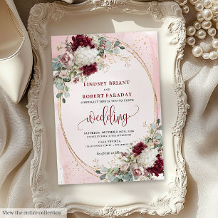 Aquarelle Boho Bourgogne Faire-part de mariage Flo