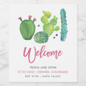 Aquarelle Boho Cactus Mariage Vin Étiquette (Étiquettes simples)