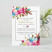 Aquarelle Boho Chic Floral Baby shower invitation (Debout devant)