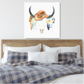 Aquarelle Boho Crâne et toile Casquette Cowboy Imp (Insitu(Chambre))