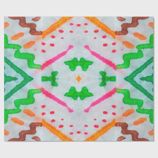 Aquarelle Boho Decor. Boho Blue Pillow. Aquarelle Cadeaupapier (Vlak)