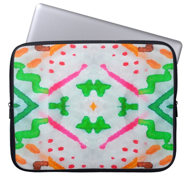 Aquarelle Boho Decor. Boho Blue Pillow. Aquarelle Laptop Sleeve (Voorkant)