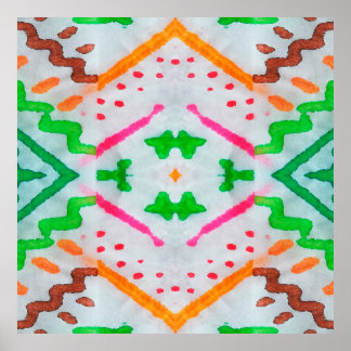 Aquarelle Boho Decor. Boho Blue Pillow. Aquarelle Poster