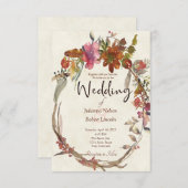 Aquarelle Boho faire-part de mariage floral (Devant / Derrière)