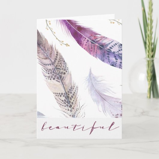 Aquarelle Boho Feathers - Belle carte (Devant)