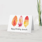 Aquarelle Boho Feathers - Carte d'anniversaire per (Devant)