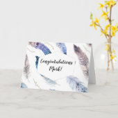 Aquarelle Boho Feathers - Carte Félicitations (Fleur jaune)