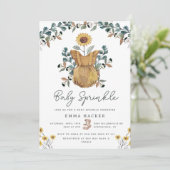 Aquarelle Boho Floral Baby Sprinkle Invitation (Debout devant)