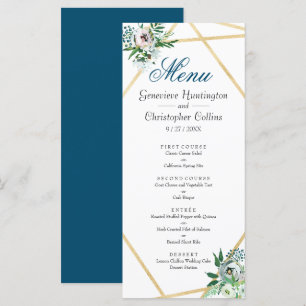 Aquarelle Boho Floral Mariage géométrique Menu