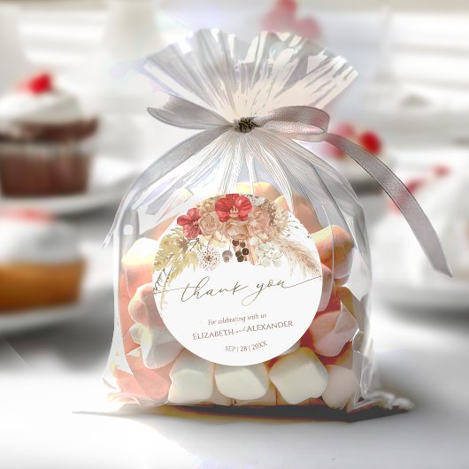 Aquarelle Boho Floral Mariage merci Sticker