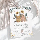 Aquarelle Boho Floral Twins Douche Invitation