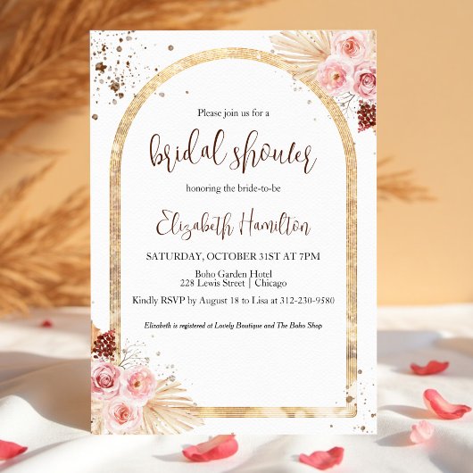 Aquarelle Boho Glitter Invitation de la douche nup