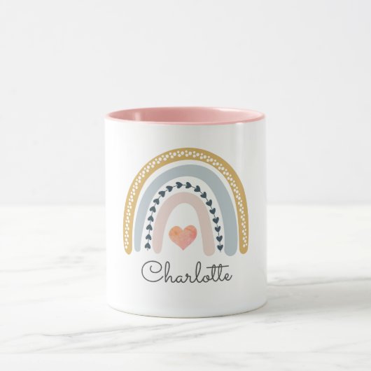 Aquarelle Boho personnalisée Mug arc-en-ciel (Centre)