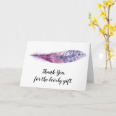 Aquarelle Boho pourpre plumes - Carte de remerciem (Fleur jaune)