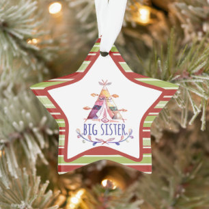 Aquarelle Boho Teepee Big Sister Noël