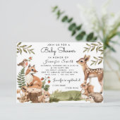Aquarelle Bois Animaux Baby shower Invitation (Debout devant)