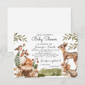Aquarelle Bois Animaux Baby shower Invitation (Devant / Derrière)