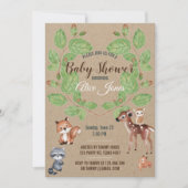 Aquarelle Bois Animaux Baby shower Invitation (Devant)