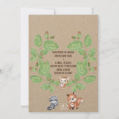 Aquarelle Bois Animaux Baby shower Invitation (Dos)