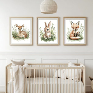 Aquarelle Bois Bébé Animaux Décor de la crèche