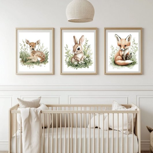 Aquarelle Bois Bébé Animaux Décor de la crèche