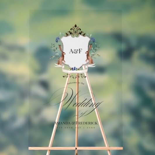 Aquarelle Bois Laurel Crest Monogramme Bienvenue (Neutre)