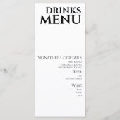 Aquarelle Boissons Cocktail Vin Menu Mariage (Devant)