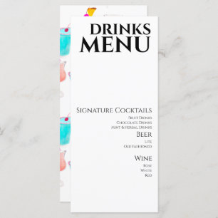 Aquarelle Boissons Cocktail Vin Menu Mariage