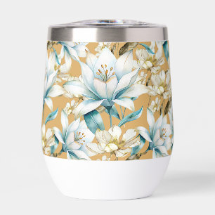 Aquarelle botanique bleu blanc lily floral