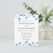 Aquarelle Botanique Bleue Invitation de mariage d' (Debout devant)