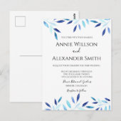 Aquarelle Botanique Bleue Invitation de mariage d' (Devant / Derrière)