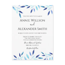 Aquarelle Botanique Bleue Invitation de mariage d'