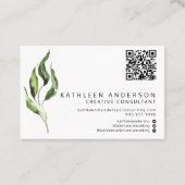 Aquarelle Botanique Carte de visite avec code QR (Dos)