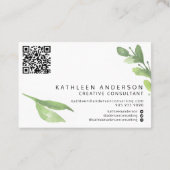 Aquarelle Botanique Carte de visite avec code QR (Dos)