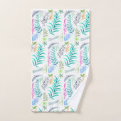 Aquarelle Botanique Feuille Motif Blanc (Serviette à main)