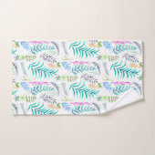 Aquarelle Botanique Feuille Motif Blanc (Serviette à main)