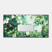 Aquarelle botanique Fleurs blanches Feuilles verte (Clavier et souris)