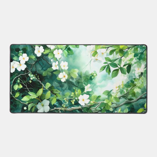 Aquarelle botanique Fleurs blanches Feuilles verte (Recto)