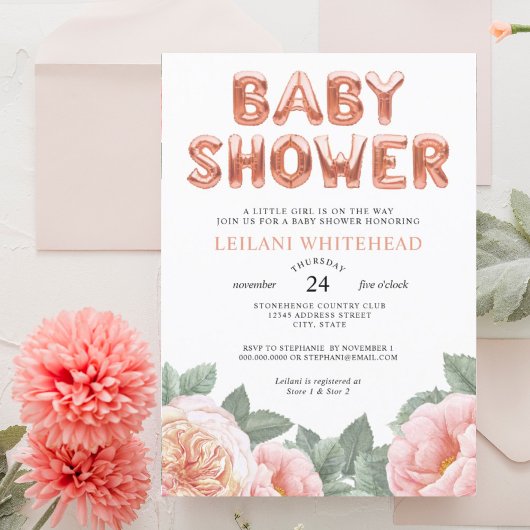 Aquarelle Botanique Floral Baby shower Invitation