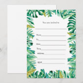 Aquarelle botanique invitation peinte à remplir (Devant / Derrière)