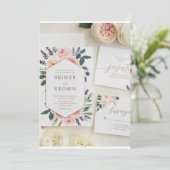 Aquarelle botanique moderne Faire-part de mariage (Debout devant)